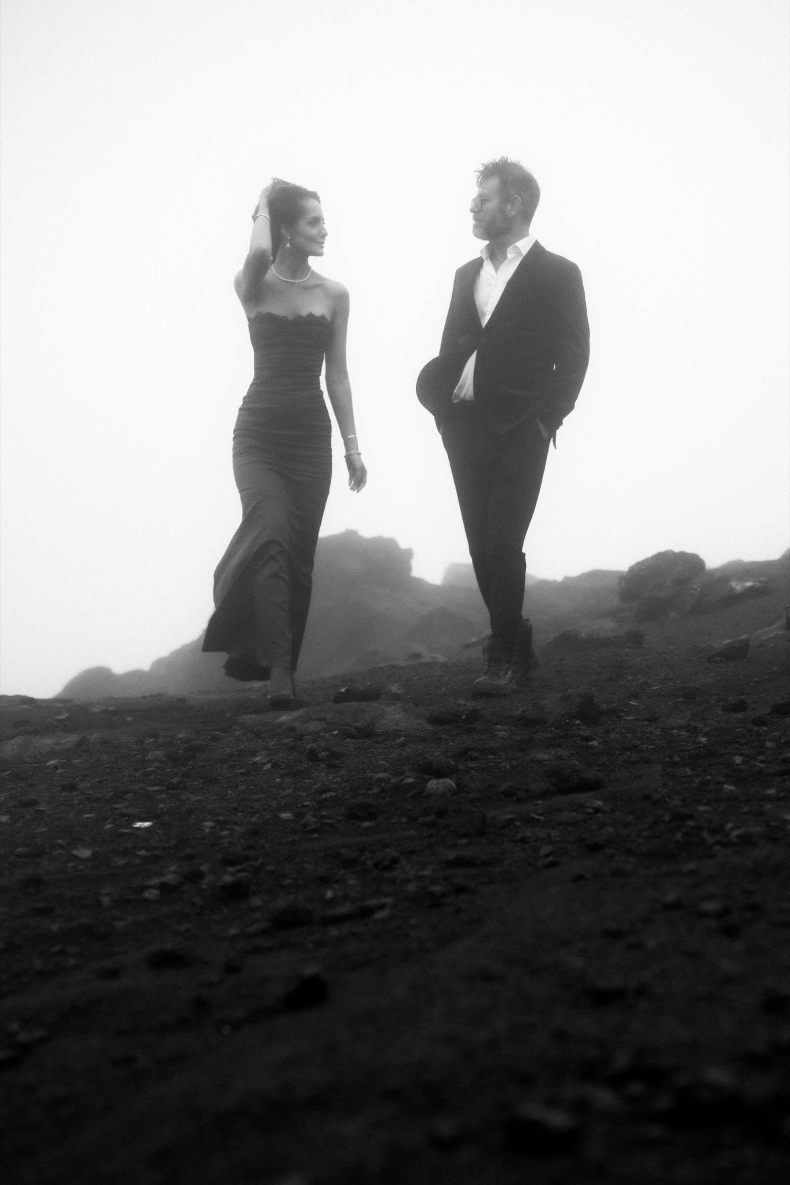 Iceland elopement photographer — couple portrait by a waterfall